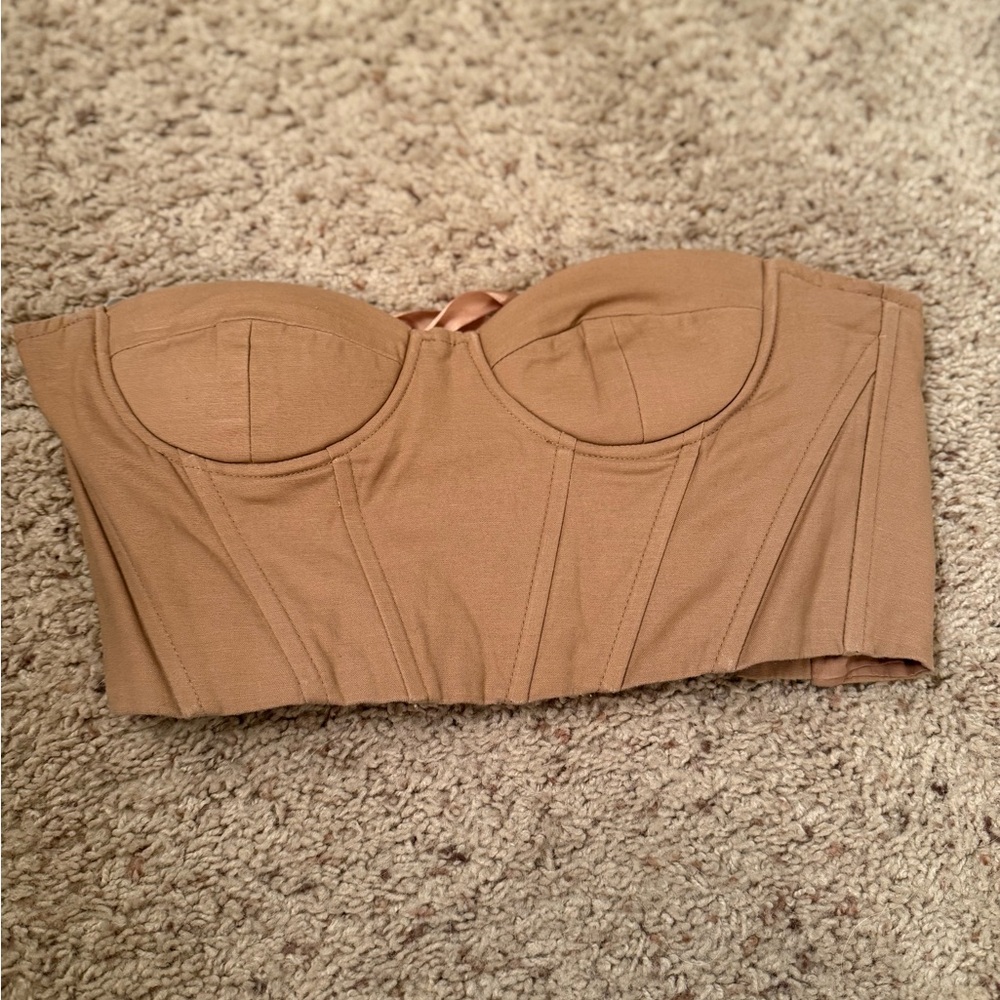 tan corset top w/tie back